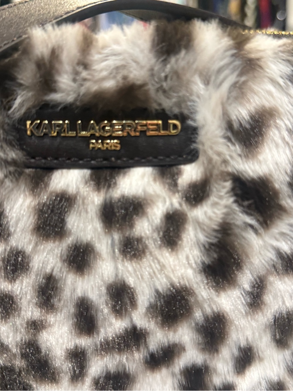 Karl Lagerfeld Leopard-Print Faux Fur Crossbody Bag New with tag - Brown/Black - Picture 5 of 13
